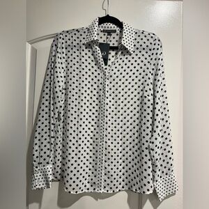 NWT Black and White Polka Dot Button-Up Shirt by y Adrianna Papell.
